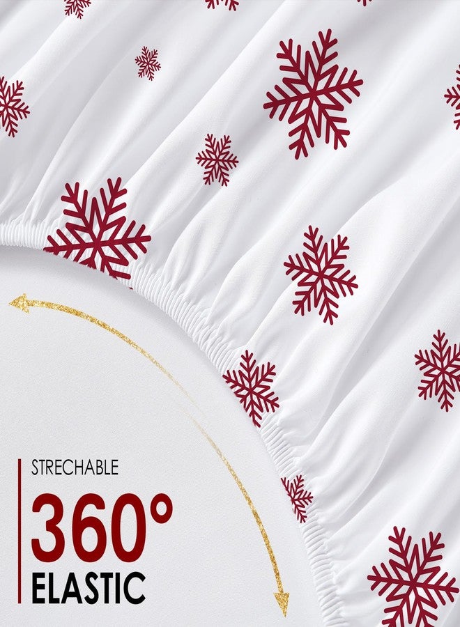 YIYEA Christmas Fitted Sheet with Pillowcases, Premium Double Brushed Microfiber Fitted Bottom Sheet, 16" Deep Pocket, Ultra Soft, Shrinkage, Fade Resistant, Full Size - Image 4