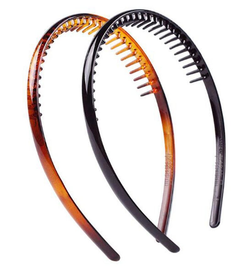 2PCS Plastic Tooth Hair Comb Headband Hard Headbands Zigzag Hair Band Toothed Headband Women Men Hair Accessory Style B