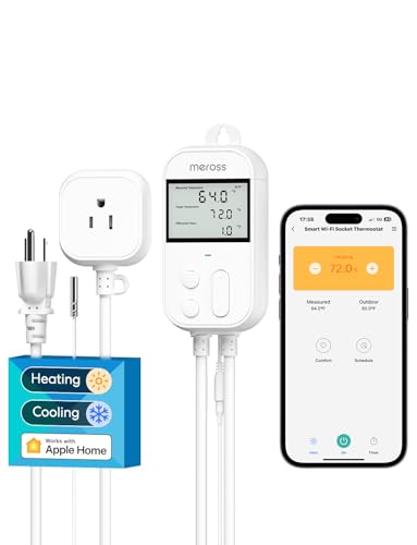 meross Smart Temperature Controller 15A 1800W, Smart Wi-Fi Thermostat Controlled Outlet Plug Works with Apple Home, Alexa, Google Home for Heating Cooling Homebrew Fermentation Reptiles Greenhouse - Image 1