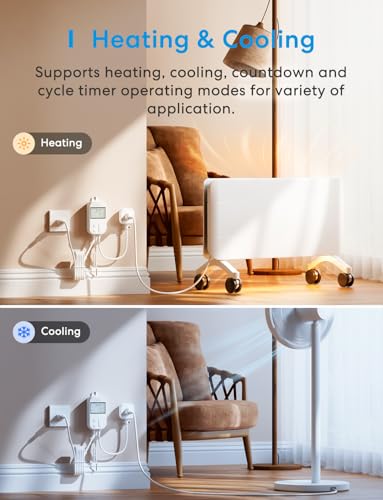 meross Smart Temperature Controller 15A 1800W, Smart Wi-Fi Thermostat Controlled Outlet Plug Works with Apple Home, Alexa, Google Home for Heating Cooling Homebrew Fermentation Reptiles Greenhouse - Image 4