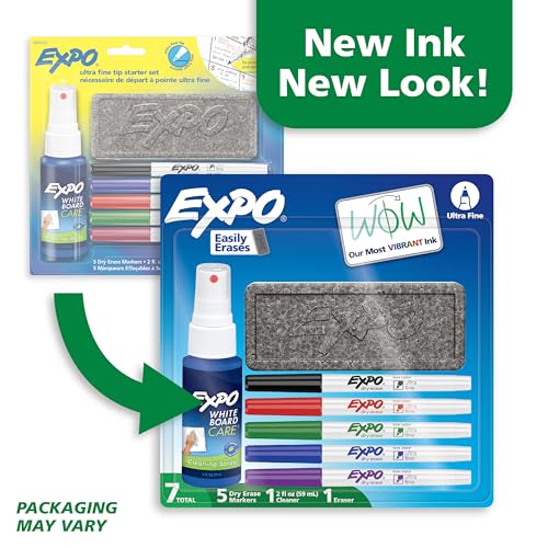 EXPO Dry Erase Markers Kit, Ultra Fine Tip, Assorted Colors, Eraser, Spray Cleaner, 7 Count - Whiteboard, Calendar, Office, School, Classroom, Teacher Supplies - Image 3