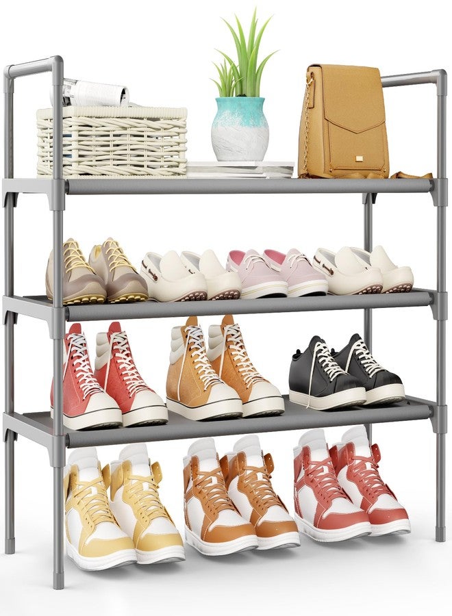 Kitsure Shoe Rack - 3-Tier Shoe Organizer, Shoe Rack for Closet, Entryway, Bedroom, Easy- Assembly Storage Shelf with Side Handles, 27.6" x 11.8" x 28.4", Grey - Image 1