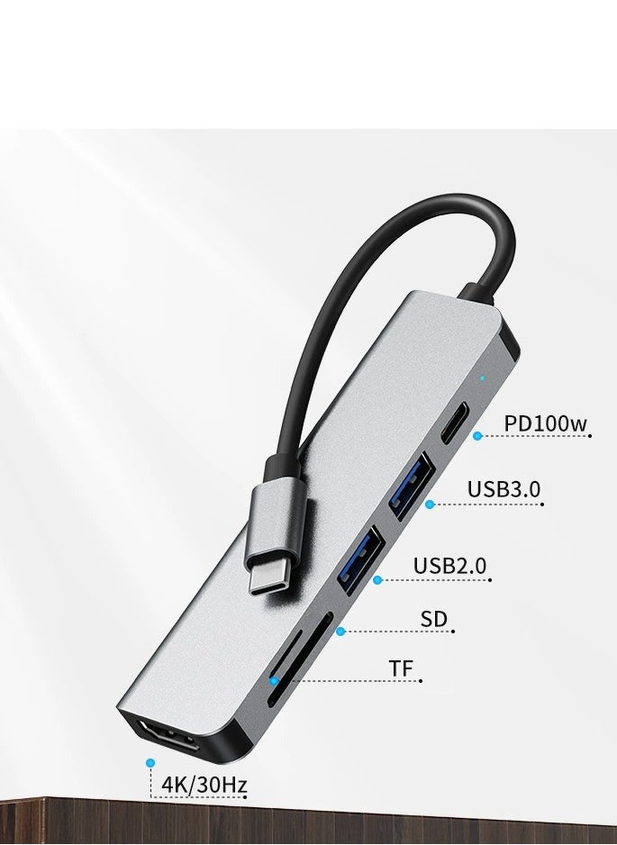 Milatech 6 in 1 USB C Hub with 100W PD Charging, Type C to HDMI 4K 30Hz Adapter, USB Hub 3.0 5Gbps Data Transfer Ports, Compatible for MacBook Pro/Air 2023 M2/M1, iPad Pro/Air, HP, Dell, ASUS, Lenovo, etc  - Image 3
