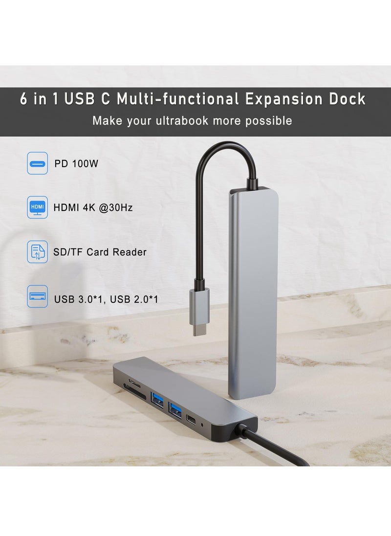 Milatech 6 in 1 USB C Hub with 100W PD Charging, Type C to HDMI 4K 30Hz Adapter, USB Hub 3.0 5Gbps Data Transfer Ports, Compatible for MacBook Pro/Air 2023 M2/M1, iPad Pro/Air, HP, Dell, ASUS, Lenovo, etc  - Image 4