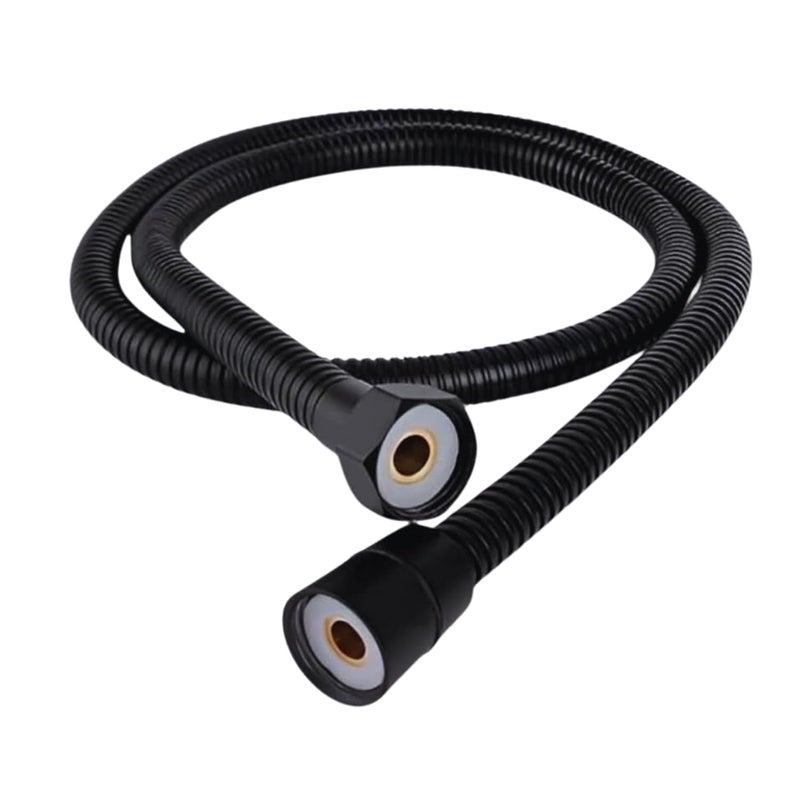 NEW WARE 1Meter Stainless Steel Matt Black Hose Pipe - Flexible Health Faucet Pipe for Bathroom & Toilet, Heavy Duty Pipe with Brass Nut-Hose Pipe Without Gun -Shower Tube(15mm) 1/2" - Image 1