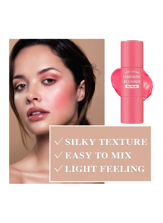3 Pcs Waterproof Multi Cream Blush Stick with Brush, Lightweight & Long-lasting 2-in-1 Makeup for Cheeks, Lips & Eyeshadow, Easy to Use, Suitable for All Skin Types. - Image 3