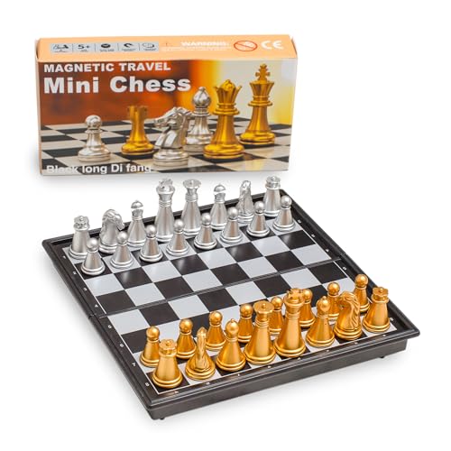 Black long Di fang Travel Magnetic Chess mini Set 5 inchesCompact Foldable Educational Board Game - Image 1