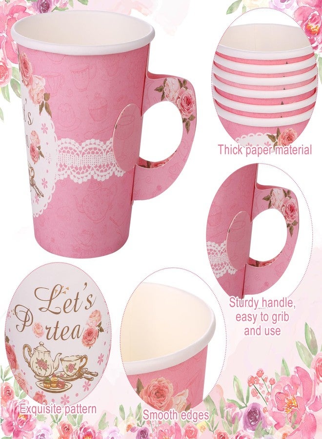 Kochorie 192 Pcs Tea Party Tableware Sets Disposable Tea Party Supplies Including Plates Cups Napkins Cutlery Serves 24 Disposable Teacups and Saucers Sets for Birthday Wedding Tea Party Decorations - Image 4