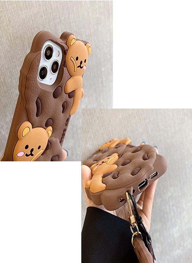 SGVAHY Case for iPhone 15 Plus with Strap Lanyard Keychain Cute Bear Cookie Kawaii Funny Soft Silicone Shockproof Protective Cover for Women Girls - Image 5
