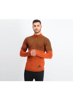 Men Climaheat Primeknit Running Sweatshirt, Energy and Black