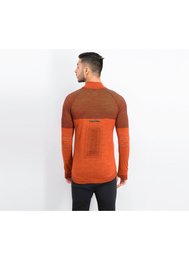 Adidas - Men Climaheat Primeknit Running Sweatshirt, Energy and Black - Image 1