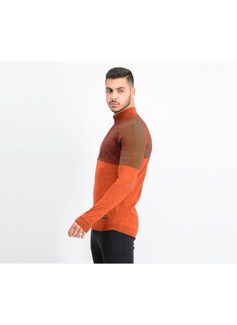 Adidas - Men Climaheat Primeknit Running Sweatshirt, Energy and Black - Image 1