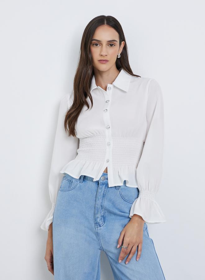 Styli Women Shirred Waist Detail Shirt - Image 1