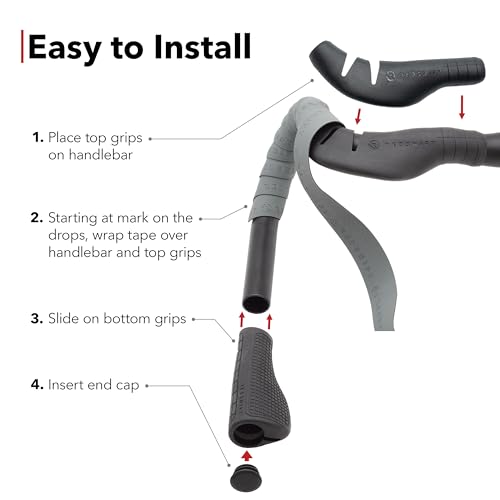 REDSHIFT Cruise Control Drop Bar Grips for Road Bike Handlebars, fits All Drop Bar Handlebars for Road, Gravel and Fixie Bicycles, Ergonomic Comfort Cycling Accessory, Both Top and Drop Grips - Image 3