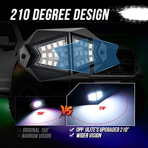 OPP ULITE Dream Chasing Color Led Rock Lights, 210° Luminous RGB & Pure White, Smartphone APP & RF Remote Control RGBW Underglow Interior Light for Jeep Truck SUV Car JK UTV ATV RZR Offroad Boat, 8Pod - Image 3
