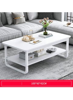 NKX White Marble finish Top 2 Tier Modern Living Room Home Sofa Table 100Cm  - Image 1