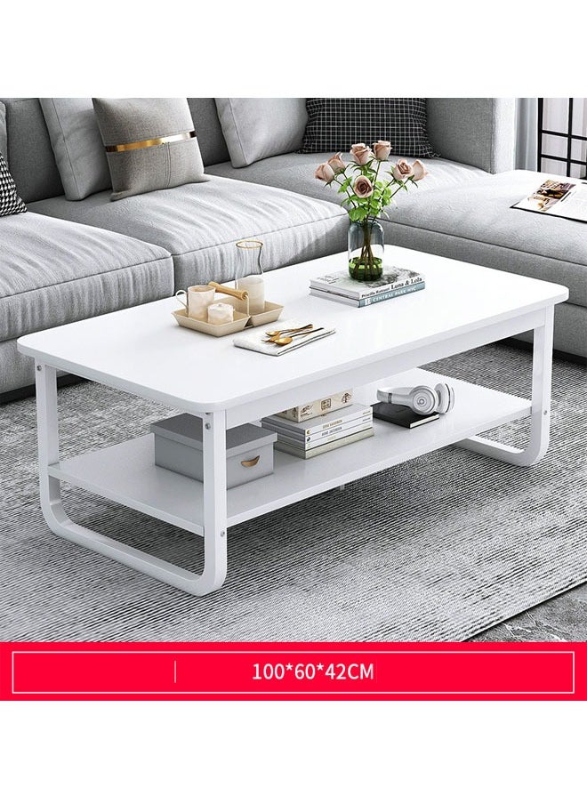 NKX - White Marble finish Top 2 Tier Modern Living Room Home Sofa Table 100Cm - Image 1
