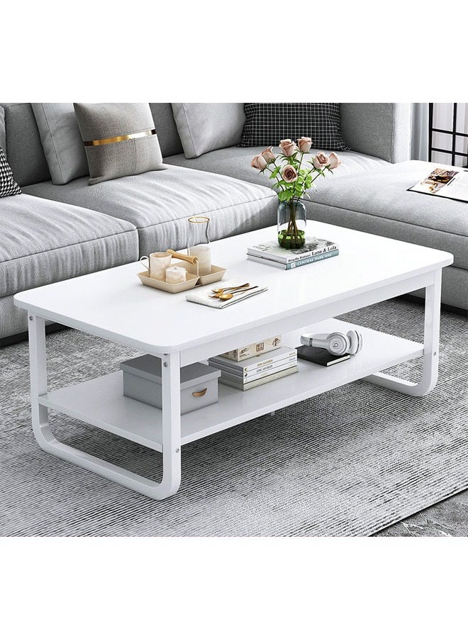 NKX - White Marble finish Top 2 Tier Modern Living Room Home Sofa Table 100Cm - Image 1