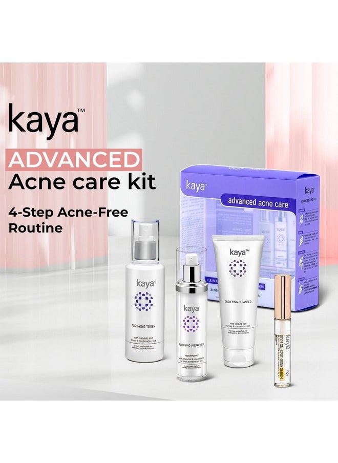 kaya - Advanced Acne Care Kit | Includes Acne Cleanser + Acne Toner + Acne Moisturizer + Spot Corrector | For Oily & Combination Skin | Acne Kit | Acne & Pimple Prone Skin | Set Of 4 Items - Image 1