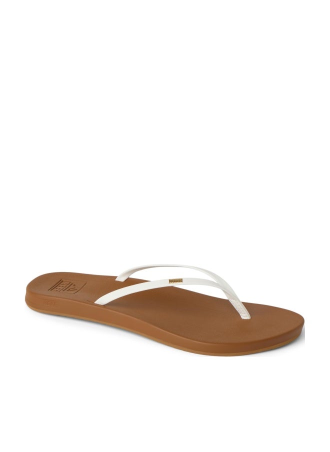 Reef Cushion Slim Womens Flip Flop, Super Lightweight, Ultra Soft Cushion Footbed, White/Tan, 7 - Image 1