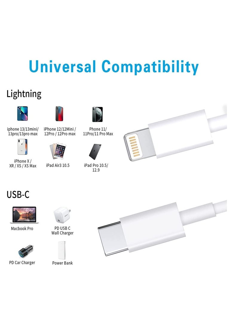 Generic USB C to Lightning Cable 3Pack 6FT [Apple MFi Certified] iPhone Fast Charger Cable USB-C Power Delivery Charging Cord for iPhone 14/13/12/12 PRO  - Image 3