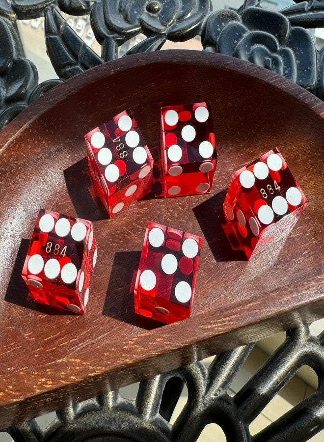Yuanhe Casino Craps Dice Set - Including 19mm Red Precision Serialized Casino Dice Set of 5 and 3-Inch Craps On/Off Dealer Puck Button - Image 4