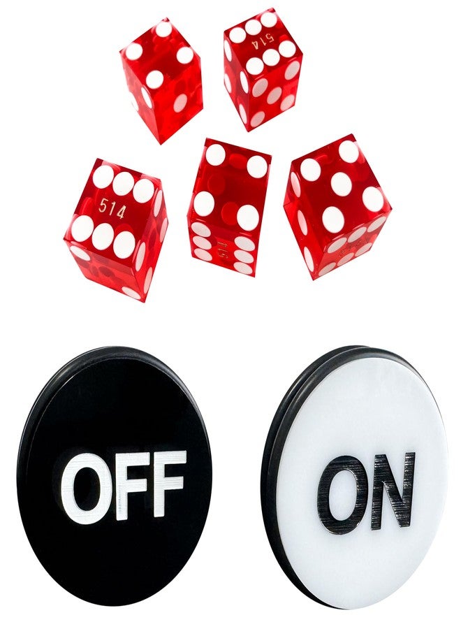 Yuanhe Casino Craps Dice Set - Including 19mm Red Precision Serialized Casino Dice Set of 5 and 3-Inch Craps On/Off Dealer Puck Button - Image 1