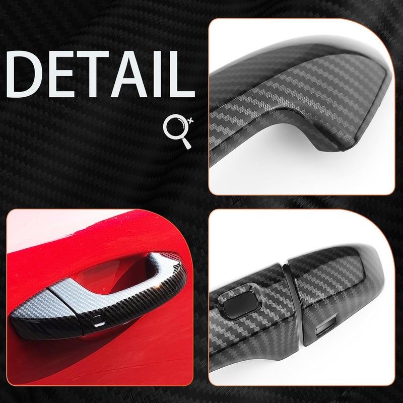 JUIVEEL Carbon Fiber Pattern Style ABS Car Exterior Door Handle Cover for Kia Stinger 2017-2024 - Image 5