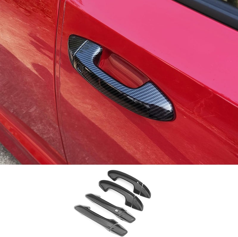 JUIVEEL Carbon Fiber Pattern Style ABS Car Exterior Door Handle Cover for Kia Stinger 2017-2024 - Image 1