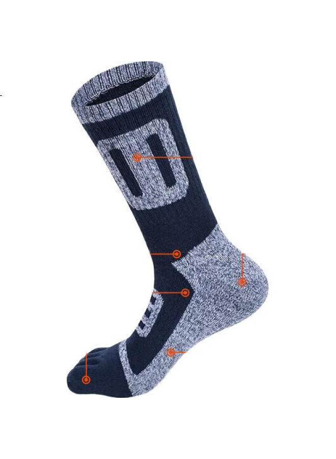TFO Five-Finger Outdoor Socks, Terry Socks, Hiking Sports Breathable Toe Socks 2202361, Men'S Navy Blue - Image 3