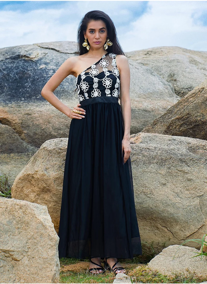 PINACOLADA Women's Midnight Black Blossom Maxi Dress