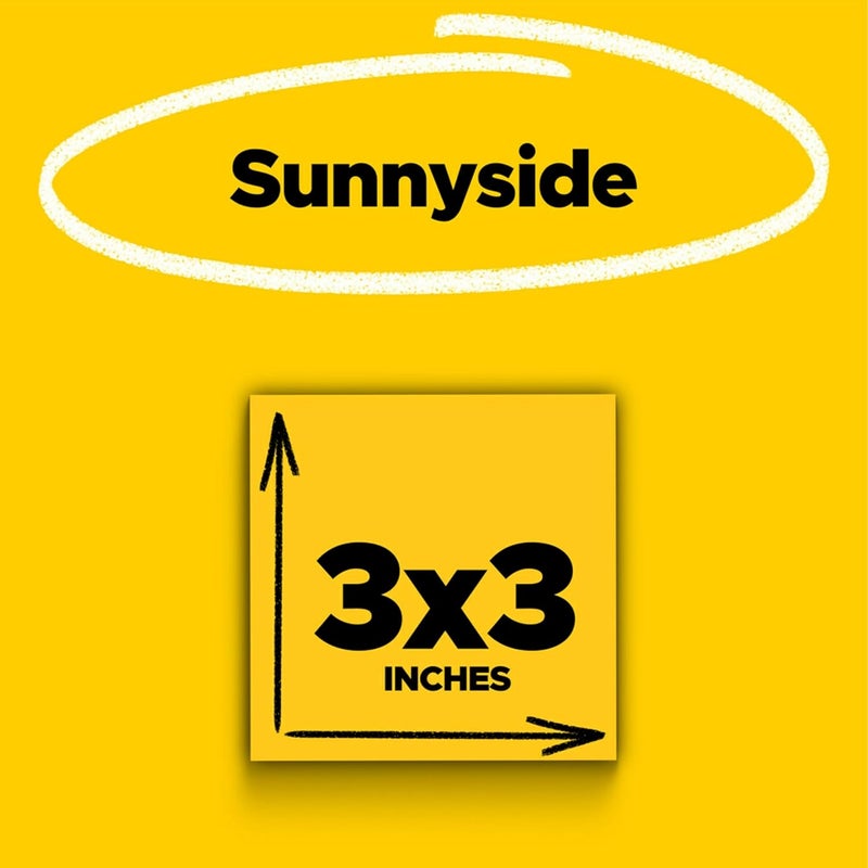 Post It Super Sticky Notes, 3x3 in, 5 Pads, 2x the Sticking Power, Electric Yellow, Recyclable(654-5SSY) - Image 2