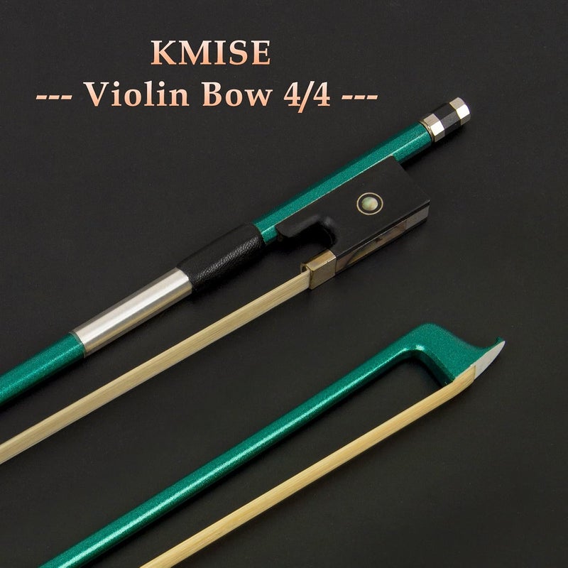 Kmise Carbon Fiber Violin Bows: Lightweight Violin Bow 4/4, Anti-Deformation Full Size Fiddle Bow, Ultra-Stretchy Horse Hair, Gift for Professional, Beginner, Adults, Kids Violins Practice (Green) - Image 3