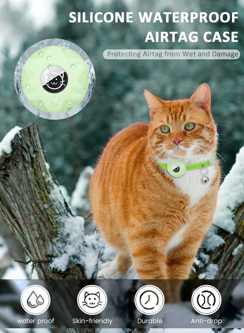 Reflective Breakaway Cat Collar with AirTag Holder and Bell, Lightweight Luminous Green Collar for Kittens and Cats, Perfect for Boys and Girls, Safe and Stylish.  - Image 4