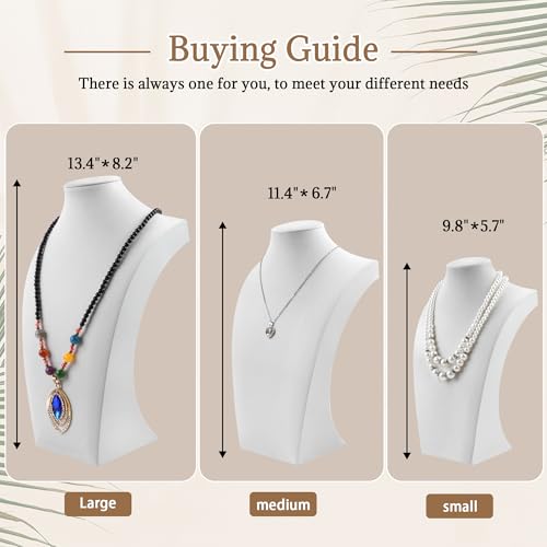 Homeanda Necklace Display Bust - PU Leather Jewelry Bust Stand for Photography, Boutique Display, and Home Organisation(White-9.8"x5.7") - Image 5