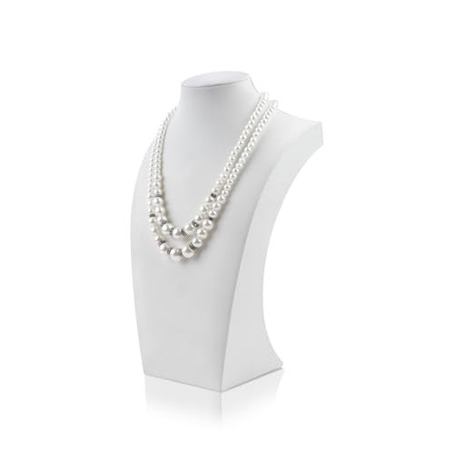 Homeanda Necklace Display Bust - PU Leather Jewelry Bust Stand for Photography, Boutique Display, and Home Organisation(White-9.8"x5.7") - Image 1