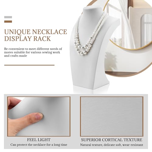 Homeanda Necklace Display Bust - PU Leather Jewelry Bust Stand for Photography, Boutique Display, and Home Organisation(White-9.8"x5.7") - Image 3