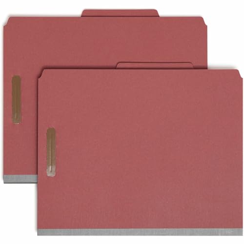 Smead 100% Recycled Pressboard Classification File Folder, 1 Divider, 2" Expansion, Letter Size, Red, 10 per Box (13724) - Image 5