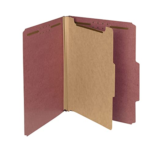 Smead 100% Recycled Pressboard Classification File Folder, 1 Divider, 2" Expansion, Letter Size, Red, 10 per Box (13724) - Image 1