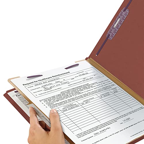 Smead 100% Recycled Pressboard Classification File Folder, 1 Divider, 2" Expansion, Letter Size, Red, 10 per Box (13724) - Image 4