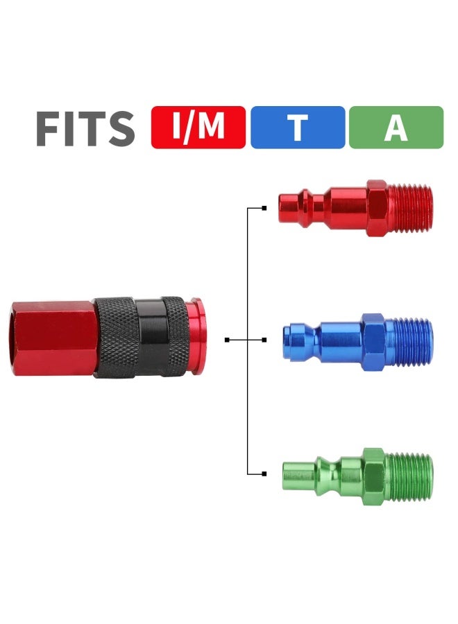 Generic Hromee  1 4 in x 25 ft Polyurethane Recoil Air Hose with Bend Restrictors Compressor Hose with 1 4 Industrial Universal Quick Coupler and I M Plug Kit Red  - Image 5