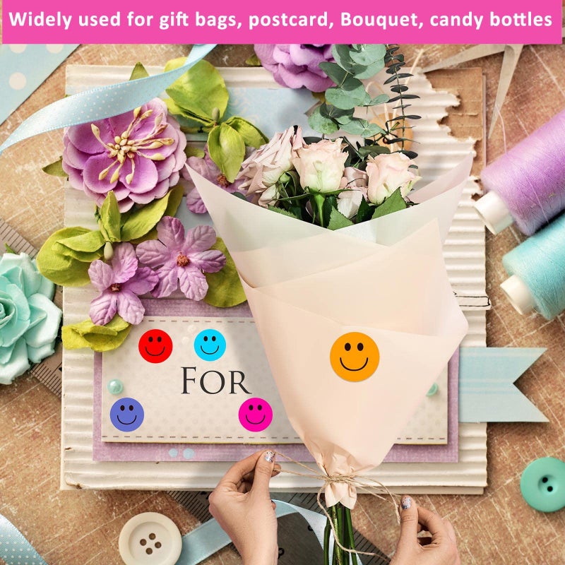 HiGift Happy Smile Face Sticker - 1 Inch Happy Face Decal Stickers 630 Pcs Teachers Reward Stickers for Kids Colorful Mini Incentive Stickers Behavior Chart Stickers for Students, Classroom - Image 5