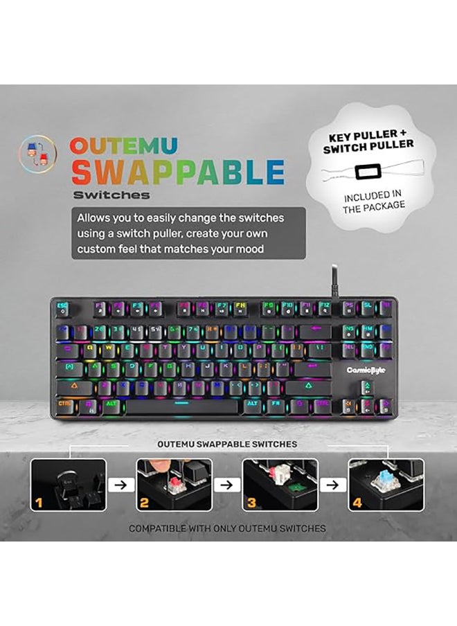 Cosmic Byte - CB-GK-18 Firefly Per-Key RGB TKL Mechanical Keyboard with Swappable Outemu Red Switch, Macros, Software - Image 1