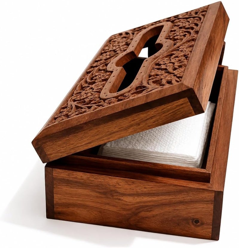 Pure Source India Wooden Handmade Tissue Box Napkin Holder Cover - Image 2