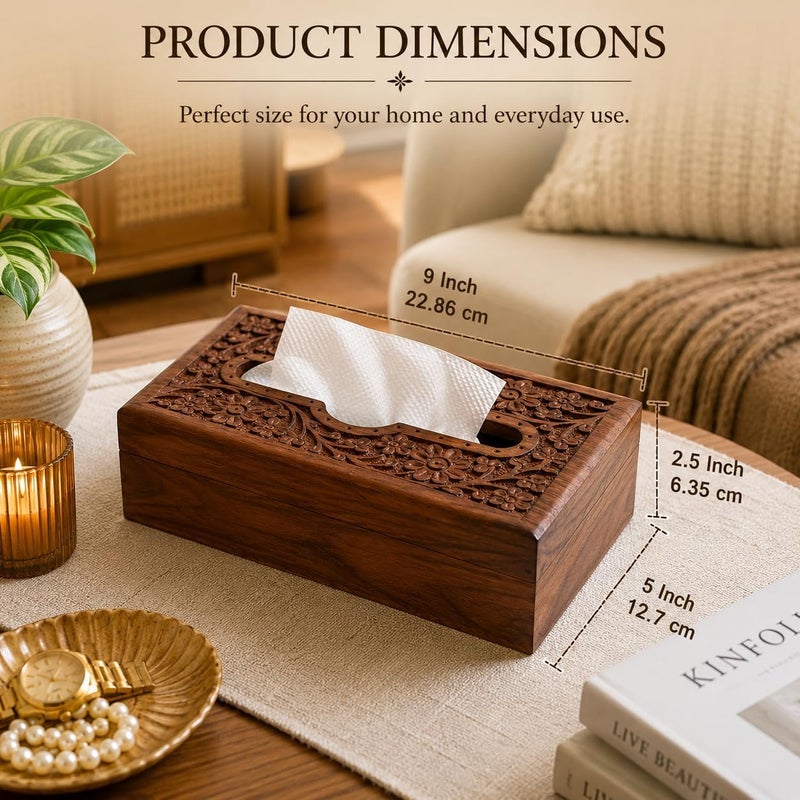 Pure Source India Wooden Handmade Tissue Box Napkin Holder Cover - Image 3