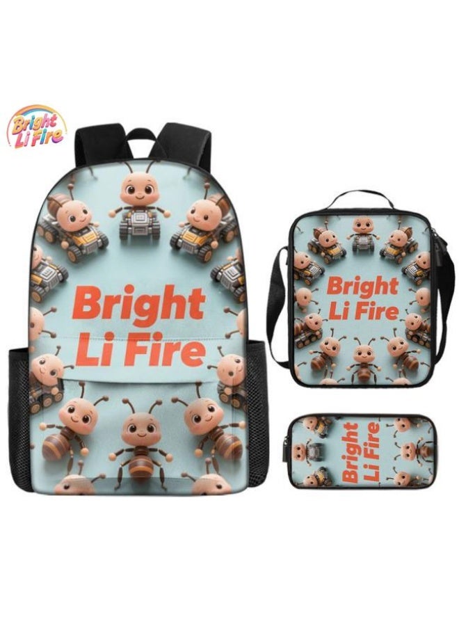 Bright Li Fire Three-piece set of cartoon bags, easily cope with various occasions (students, children, friends' outings, mountain climbing, schooling, etc.) | Backpack + hand-held + stationery bag | School season/holiday gifts - 62 - Image 1