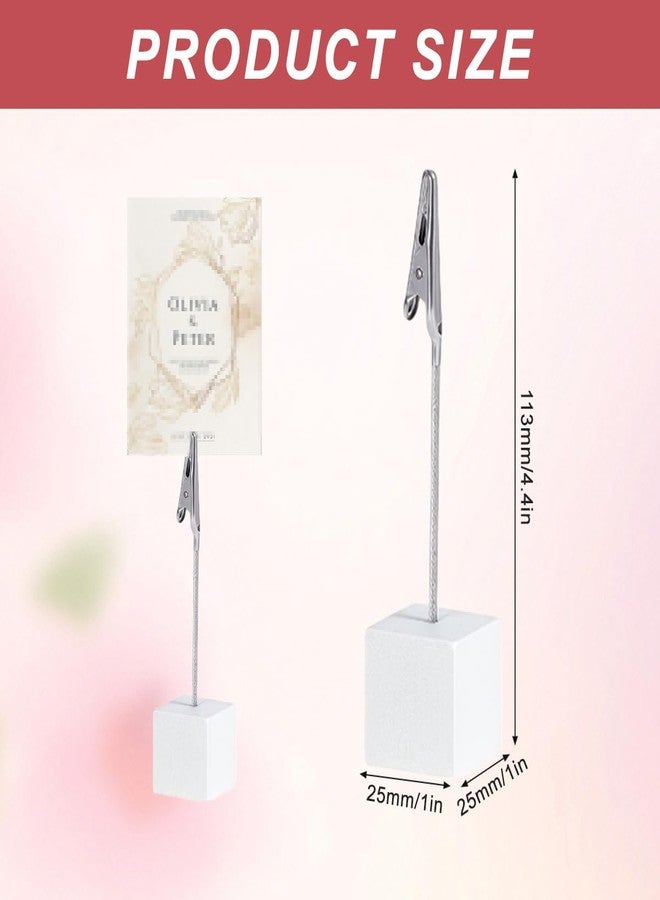 Quupy 6Pcs Memo Clip Holder Stand with Alligator Clasp Crocodile Memo Clip Photo Clip Holder Stand for Pictures Card Paper Note Clip(White) - Image 2