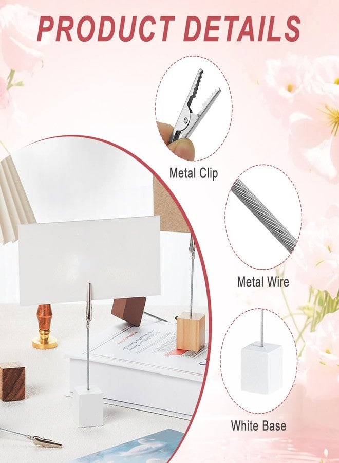 Quupy 6Pcs Memo Clip Holder Stand with Alligator Clasp Crocodile Memo Clip Photo Clip Holder Stand for Pictures Card Paper Note Clip(White) - Image 3