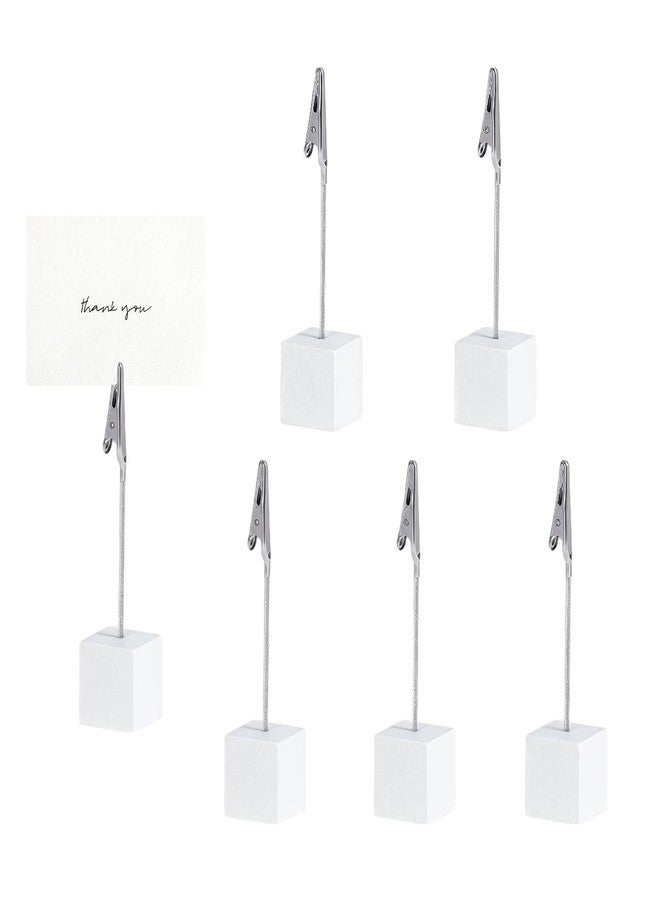 Quupy 6Pcs Memo Clip Holder Stand with Alligator Clasp Crocodile Memo Clip Photo Clip Holder Stand for Pictures Card Paper Note Clip(White) - Image 1