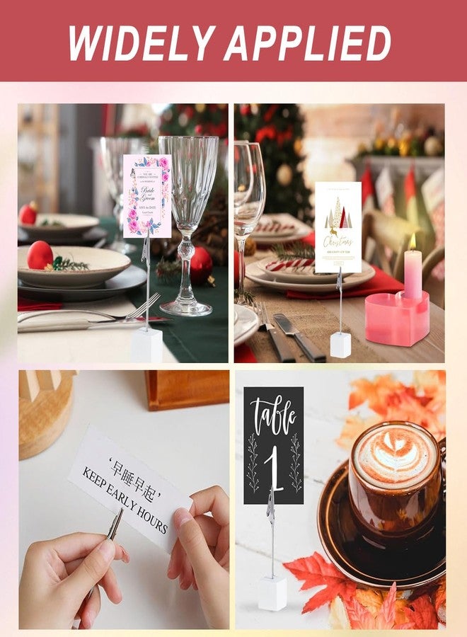 Quupy 6Pcs Memo Clip Holder Stand with Alligator Clasp Crocodile Memo Clip Photo Clip Holder Stand for Pictures Card Paper Note Clip(White) - Image 5